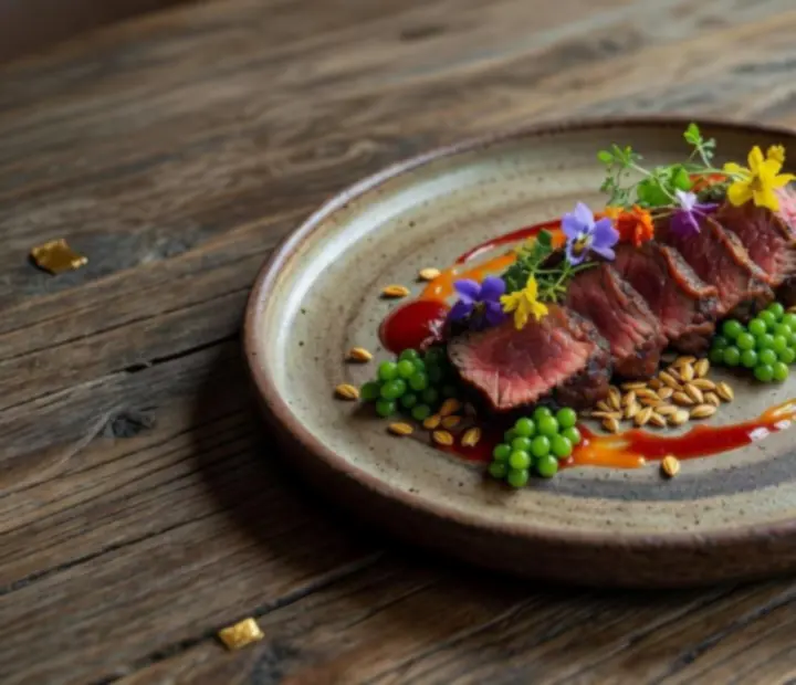 Signature gourmet dish plated with modern Australian fine dining aesthetics.