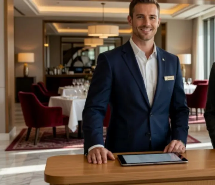 Concierge team at VelvetDealerLounge warmly welcoming guests and managing reservations