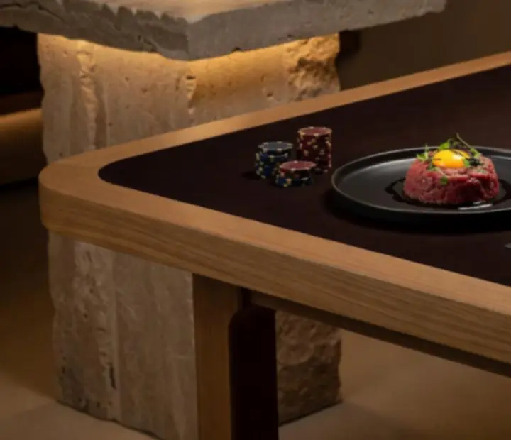 Signature Australian cuisine and cocktails served alongside an elegant poker table.