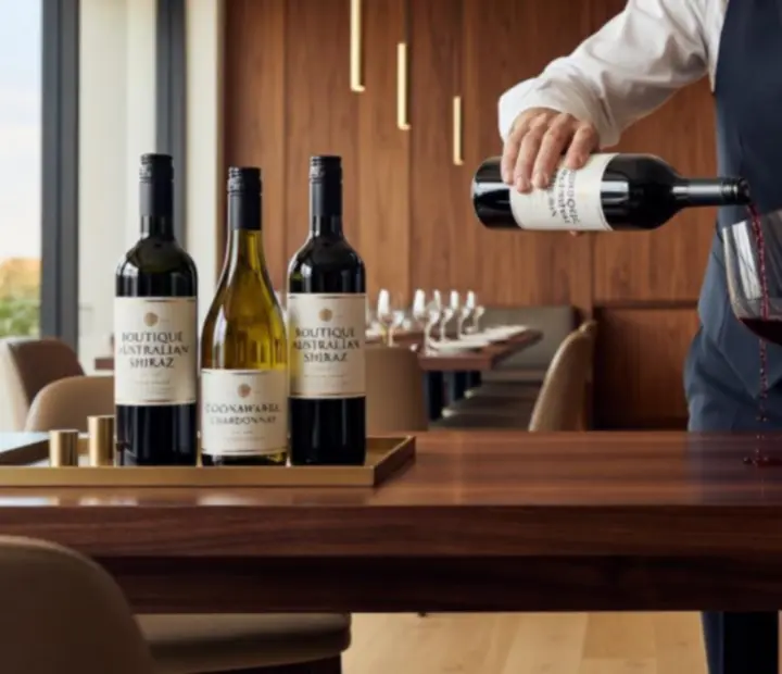 Elegant Australian wine selection displayed in a softly lit bar
